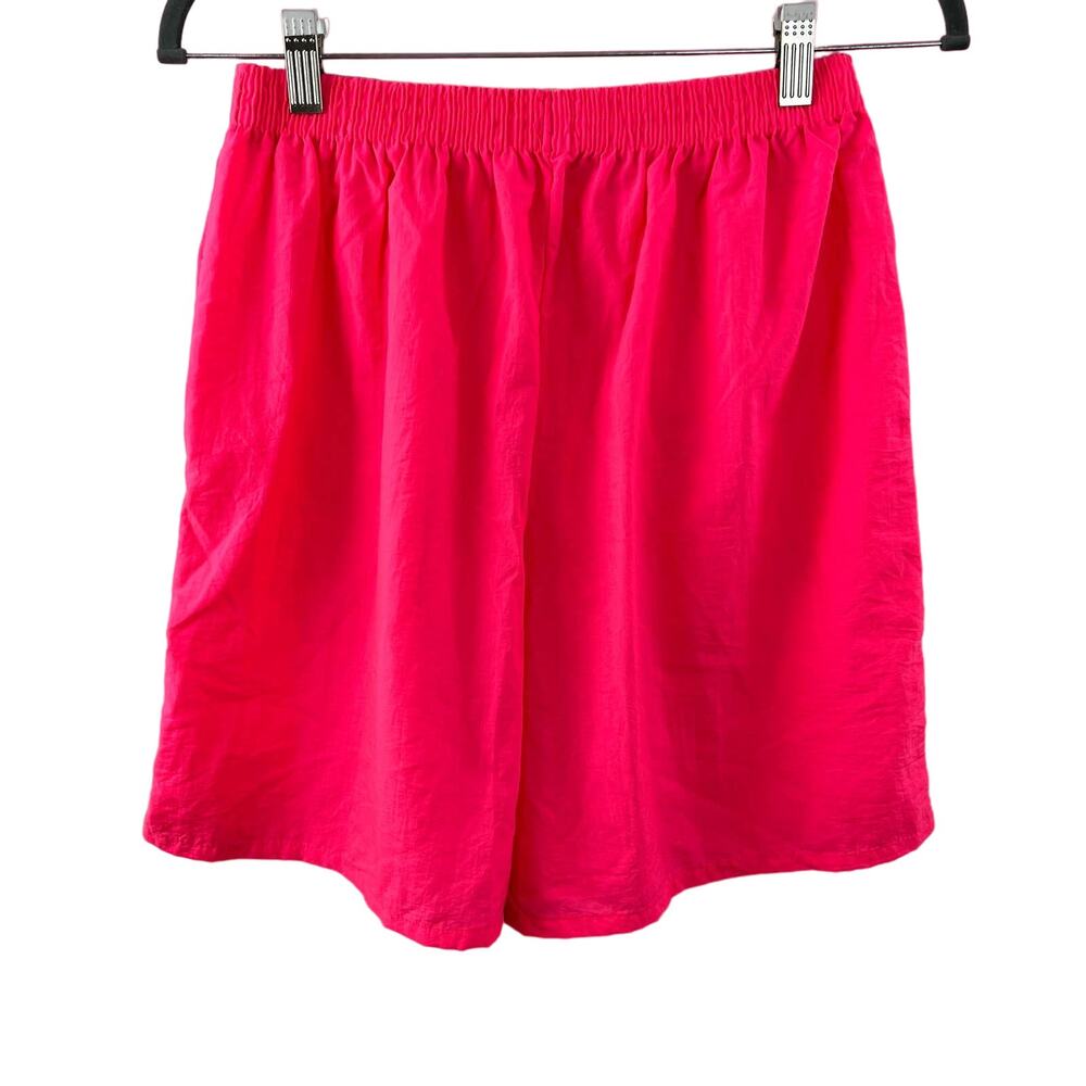Vintage Surf Mania Hot Pink Retro Nylon 6" Swim Trunks Board VTG Shorts Beach L